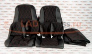 Обивка сидений (не чехлы) экокожа с тканью Полет (цветная строчка Ромб/Квадрат) на ВАЗ 2112, 2111