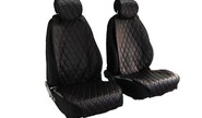 Защитные накидки передних сидений универсальные, гладкая экокожа, одинарная цветная строчка Ромб