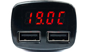 Вольтметр в прикуриватель 4 в 1 с функцией зарядного устройства USB, красная подсветка