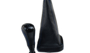 Ручка КПП в стиле vesta с пыльником, синяя строчка, черная вставка sal-man на ВАЗ 2113-2115 с кулисой