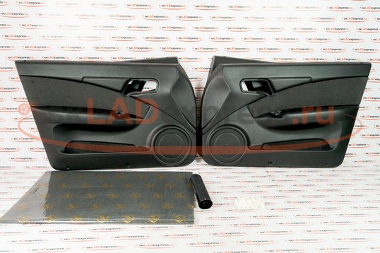 Комплект обивок дверей ЛЮКС-2 с виброизоляцией, кожзам, вставки ткань на ВАЗ 2110-2112_1