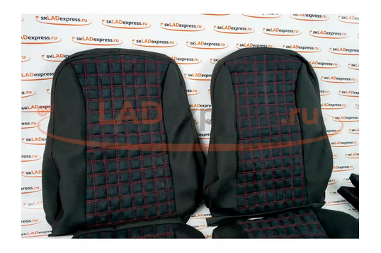 Обивка сидений (не чехлы) ткань с алькантарой (цветная строчка Ромб/Квадрат) на ВАЗ 2107_1