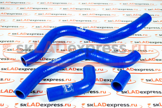 Патрубки радиатора силиконовые синие под терсмостат нового образца на ВАЗ 2110-2112 _1