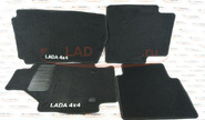 Ворсовые черные коврики с надписью и резиновым подпятником в салон Лада 4х4 (Нива) 2121, 21213, 21214, 2131
