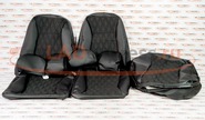 Обивка сидений (не чехлы) экокожа с тканью Полет (цветная строчка Ромб/Квадрат) на Шевроле Нива до 2014 г.в.