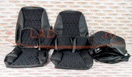 Обивка сидений (не чехлы) экокожа с алькантарой (цветная строчка Ромб/Квадрат) на ВАЗ 2107