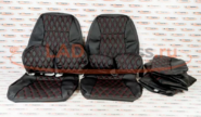 Обивка сидений (не чехлы) экокожа (центр с перфорацией) с цветной строчкой Ромб/Квадрат на ВАЗ 2110