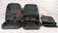 Обивка сидений (не чехлы) экокожа (центр с перфорацией) с цветной строчкой Соты на ВАЗ 2110