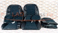 Обивка сидений (не чехлы) экокожа с алькантарой (цветная строчка Соты) на Лада Приора 2 седан