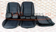 Обивка сидений (не чехлы) экокожа гладкая с цветной строчкой Ромб/Квадрат под цельный задний ряд сидений на Лада Гранта