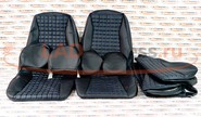 Обивка сидений (не чехлы) экокожа гладкая с цветной строчкой Ромб/Квадрат на Шевроле Нива до 2014 г.в.