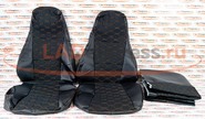 Обивка сидений (не чехлы) экокожа с тканью Полет (строчка Соты) на ВАЗ 2107