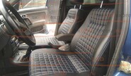 Обивка сидений (не чехлы) экокожа (центр с перфорацией) с цветной строчкой Ромб/Квадрат на Лада Приора седан