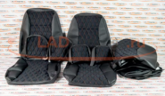 Обивка сидений (не чехлы) экокожа с алькантарой (цветная строчка Ромб/Квадрат) под цельный задний ряд сидений на Лада Гранта