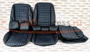 Обивка сидений (не чехлы) экокожа гладкая с цветной строчкой Ромб/Квадрат под раздельный задний ряд сидений на Лада Гранта