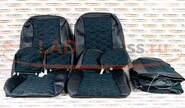 Обивка сидений (не чехлы) экокожа с алькантарой (цветная строчка Соты) под цельный задний ряд сидений на Лада Гранта