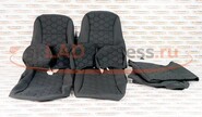 Обивка сидений (не чехлы) ткань с черной тканью 10мм (цветная строчка Соты) под цельный задний ряд сидений на Лада Гранта
