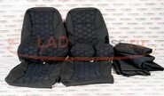 Обивка сидений (не чехлы) ткань с алькантарой (цветная строчка Соты) под цельный задний ряд сидений на Лада Гранта