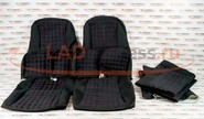 Обивка сидений (не чехлы) ткань с алькантарой (цветная строчка Ромб/Квадрат) под раздельный задний ряд сидений на Лада Гранта