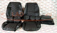 Обивка сидений (не чехлы) экокожа гладкая с цветной строчкой Соты под цельный задний ряд сидений на Лада Гранта