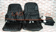 Обивка сидений (не чехлы) экокожа гладкая с цветной строчкой Ромб/Квадрат на ВАЗ 2108-21099, 2113-2115, 5-дверная Нива 2131