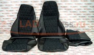Обивка сидений (не чехлы) экокожа с алькантарой (цветная строчка Ромб/Квадрат) на ВАЗ 2107
