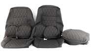 Обивка сидений (не чехлы) черная ткань на подкладке 10мм (цветная строчка Ромб/Квадрат) на Лада Приора хэтчбек, универсал