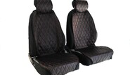 Защитные накидки передних сидений универсальные, перфорированная экокожа, одинарная цветная строчка Ромб