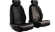 Защитные накидки передних сидений универсальные, гладкая экокожа, одинарная цветная строчка Соты
