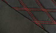 Чехлы сидений модельные (не обивка), черная ткань, центр на подкладке 10мм, цветная строчка Ромб/Квадрат на Лада Калина