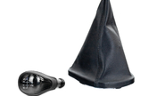 Ручка КПП в стиле vesta с пыльником, черная вставка, экокожа, черная строчка sal-man на ВАЗ 2110-2112 с кулисой