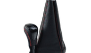 Ручка КПП в стиле vesta с пыльником, красная строчка, черная вставка sal-man на ВАЗ 2113-2115 с кулисой
