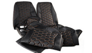 Обивка сидений (не чехлы) экокожа, центр - перфорация, цветная строчка Соты на ВАЗ 2110