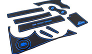 Комплект противоскользящих ковриков черных, синяя окантовка off-road pioneer на Шевроле Нива, Лада Нива Тревел