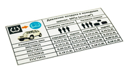 Наклейка информационная о рекомендуемом давлении в шинах на Шевроле Нива, Лада Нива 2123, Нива Тревел