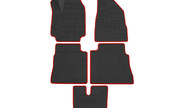 Коврики салонные резиновые 3d в стиле eva, ячейки Ромб, красный кант rezkon на 5-дверные Лада Нива 4х4