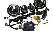 Комплект диодных черных фар 7 дюймов 40w и ПТФ 30w с bluetooth регулировкой на Лада Нива 4х4, Нива Легенд с бамперами Урбан
