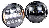 Светодиодные фары черные 90W, 7 дюймов с LED повторителем поворота и ДХО на ВАЗ 2101, 2102, Лада Нива 4х4, УАЗ, Jeep Wrangler
