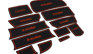 Комплект черно-красных силиконовых ковриков панели приборов и консоли на Лада Калина
