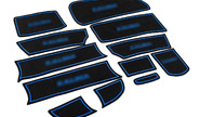 Комплект черно-синих силиконовых ковриков панели приборов и консоли на Лада Калина