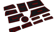 Комплект черно-красных силиконовых ковриков панели приборов и консоли на Лада Приора 2 2013-2018 г.в.