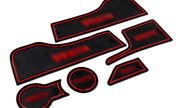 Комплект черно-красных силиконовых ковриков панели приборов и консоли на Лада Веста 2015-2022 г.в.