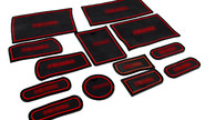 Комплект черно-красных силиконовых ковриков панели приборов и консоли на Приора 1 2007-2012 г.в.