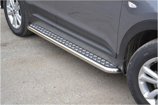 Защита порогов с алюминиевой площадкой Ø51 мм (НПС) для Hyundai Creta_1
