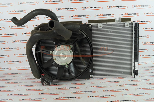 Радиатор основной в сборе с вентилятором на Лада Калина с кондиционером Panasonic_1