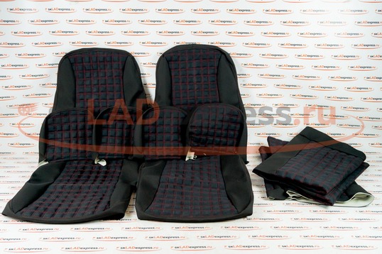 Обивка сидений (не чехлы) ткань с алькантарой (цветная строчка Ромб/Квадрат) на ВАЗ 2108-21099, 2113-2115, 5-дверная Нива 2131_1