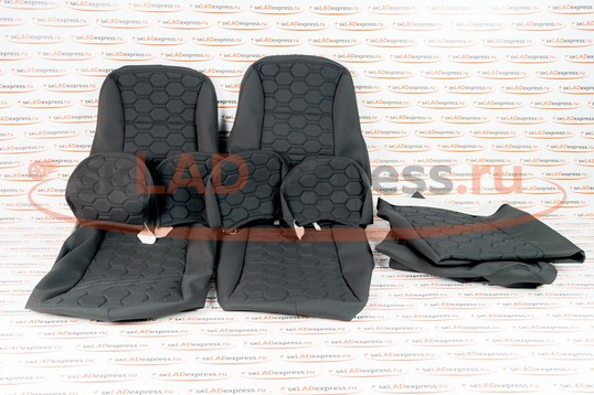 Обивка сидений (не чехлы) ткань с черной тканью 10мм (цветная строчка Соты) на ВАЗ 2110_1