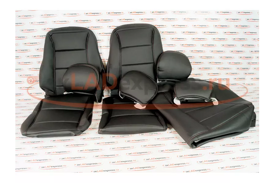 Обивка сидений (не чехлы) экокожа с перфорированной центральной частью, горизонтальной отстрочкой (Линии) на ВАЗ 2112, 2111_1