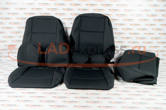 Обивка сидений (не чехлы) черная ткань (центр черная ткань 10мм) на Лада Приора хэтчбек, универсал_1