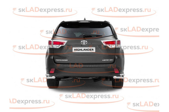 Защита заднего бампера двойная угловая Ø63/51мм (НПС) для TOYOTA HIGHLANDER 2014 ПТ Групп_1